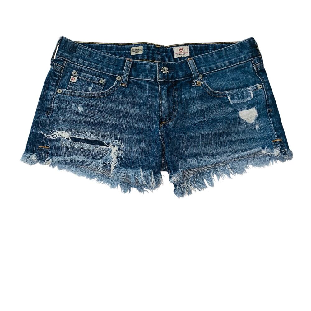 AG Adriano Goldschmied Mary Jane Cutoff Shorts Size 28 Blue Distressed Denim